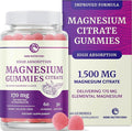 Magnesium Citrate Gummies | Extra Strength for Calm, Relaxation & Digestion | High Absorption Magnesium Gummies for Adults | Vegan, Non-GMO | Raspberry Flavor Mag Gummy | 60 Ct, 1 Month Supply