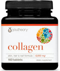 Youtheory Advanced Collagen - 6,000 mg - with Vitamin C - for Hair, Skin & Nails* - Collagen Supplements for Women and Men - 160 Tablets