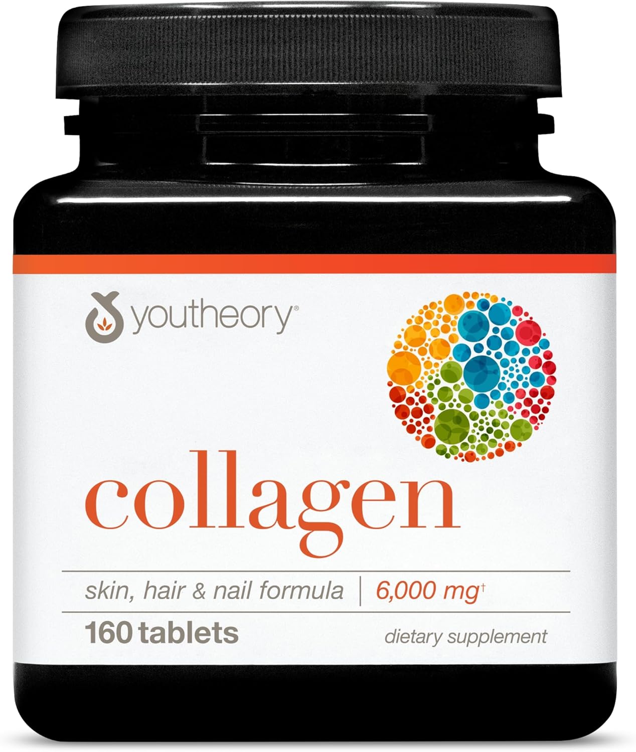 Youtheory Advanced Collagen - 6,000 mg - with Vitamin C - for Hair, Skin & Nails* - Collagen Supplements for Women and Men - 160 Tablets