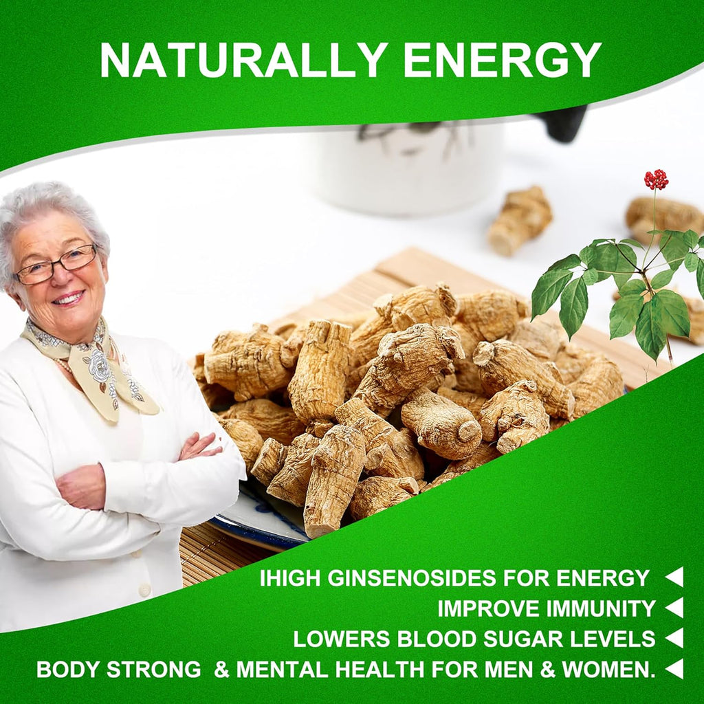 American Ginseng Slices from Wisconsin, American Wisconsin Ginseng Slices Root for Tea, Energy for Men Women Health Boosts Immunity, 多年生長大园切片 花旗參/西洋參, Larger Long Strip 1 Box of 8 Ounces