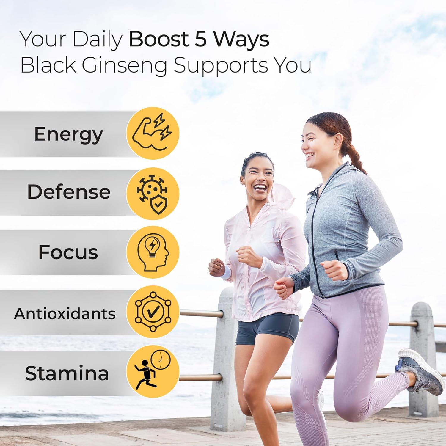 Korean Black Panax Ginseng Capsule 1000mg - 90 Vegan Capsules Non GMO, High Ginsenosides, High Absorption Rate, Enhance Immunity, Mental Performance, Stamina & Energy, Men & Women