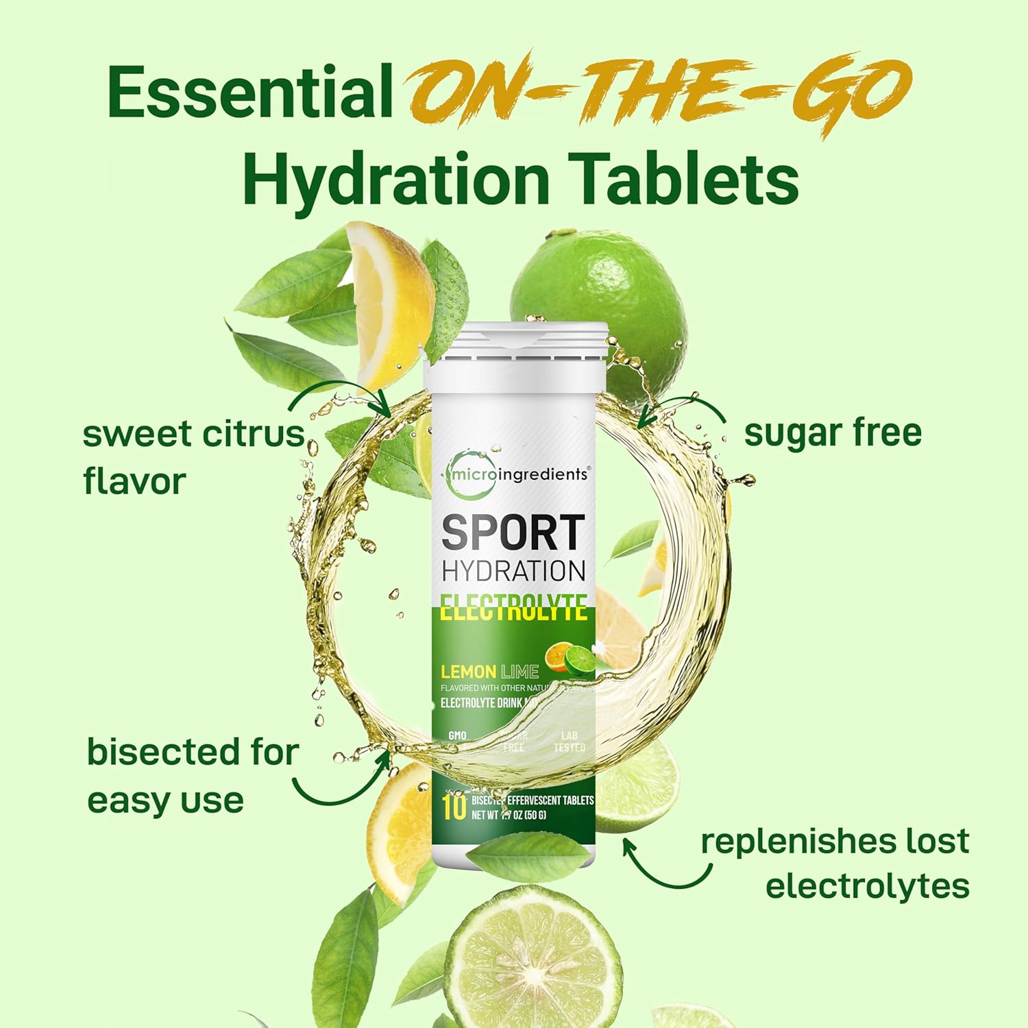 Fizzy Electrolyte Drink Tablets, 4 Pack (40 Bisected Pieces) | 160 Servings | No Sugar Electrolytes Powder Alternative | Daily Hydration with Sodium, Potassium & Magnesium | Natural Lemon Lime Flavor