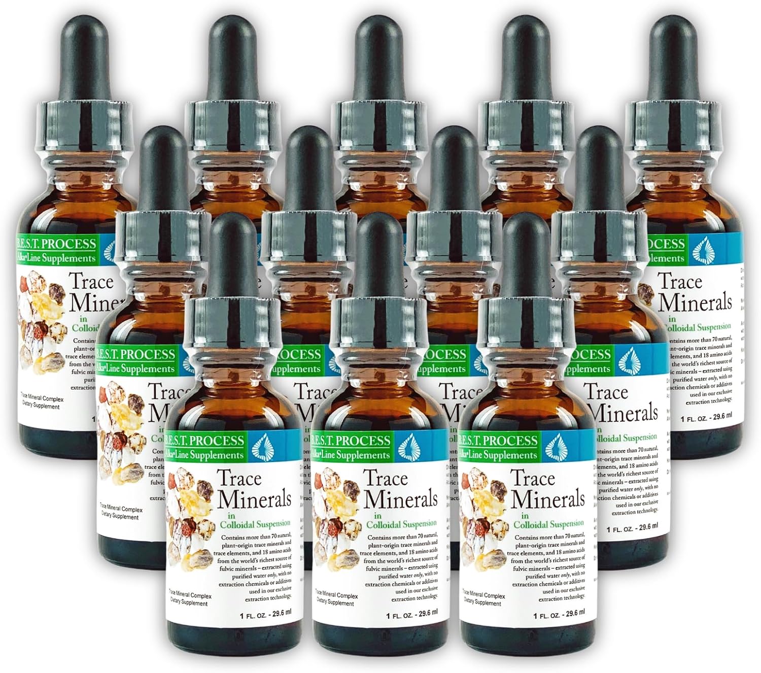 Morter Trace Minerals in Colloidal Suspension (12 Pack) Morter HealthSystem Best Process Alkaline — Nutrient Dense Trace Elements, Fulvic Minerals & Amino Acids
