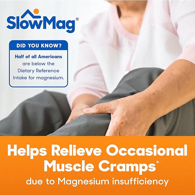 SlowMag Muscle & Heart Magnesium Chloride Supplement with Calcium, 180 Count, Supports Muscle Relaxation, Heart, Nerve & Bone Health, High Absorption (Pack of 2)