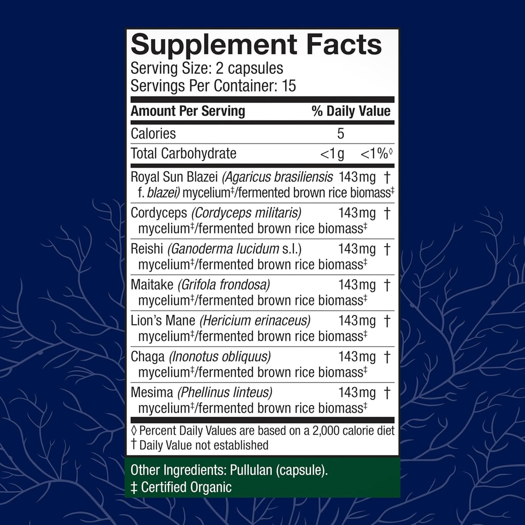 Host Defense Stamets 7-7 Species Blend - Mushroom Supplement for Immune Support - Includes Royal Sun Blazei, Cordyceps, Reishi, Maitake, Lion's Mane, Chaga & Mesima - 30 Capsules (15 Servings)*
