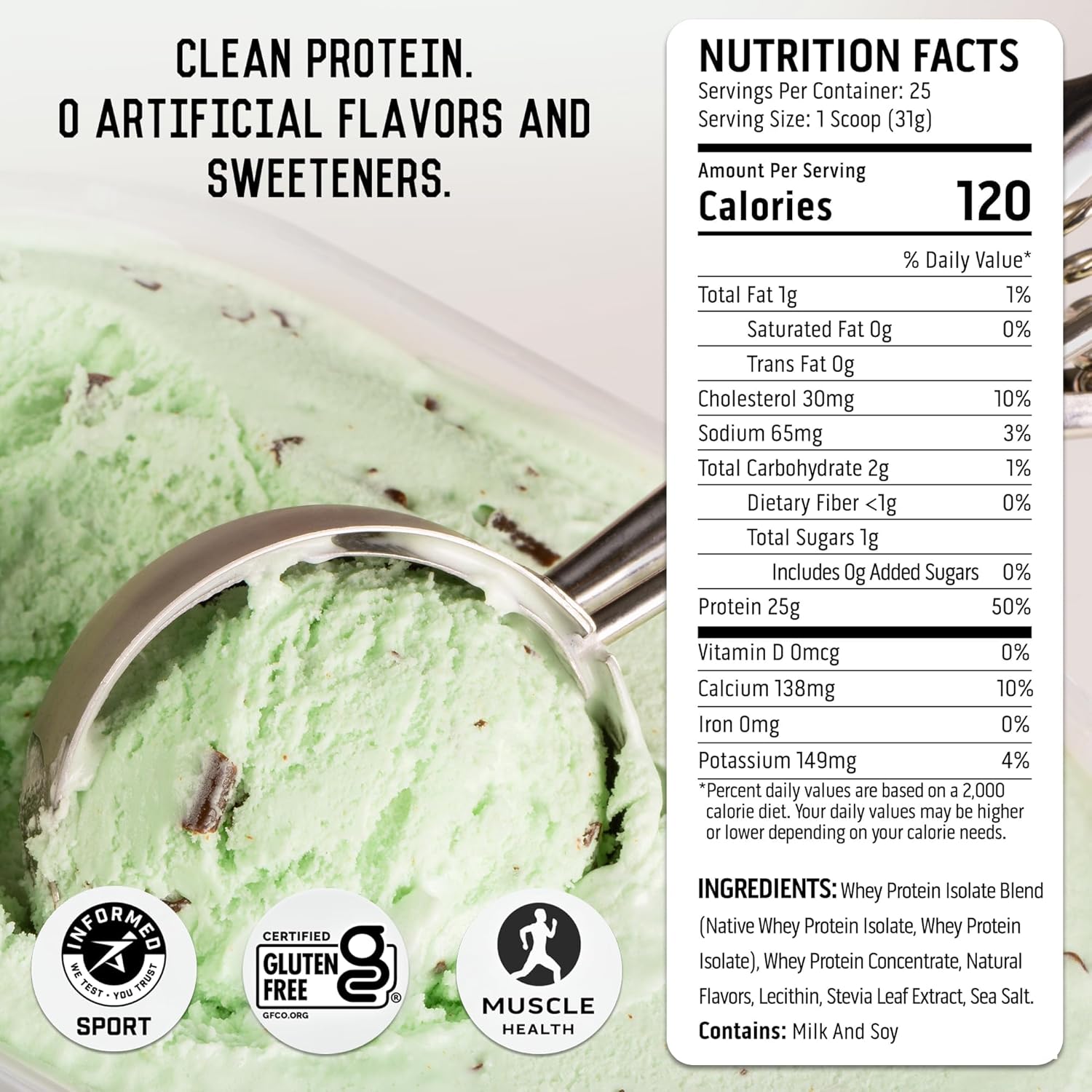 Ascent 100% Whey Protein Powder - Post Workout Whey Protein Isolate, Zero Artificial Flavors & Sweeteners, Gluten Free, 5.5g BCAA, 2.6g Leucine, Military Exclusive, Mocha Cold Brew 1.7 lb