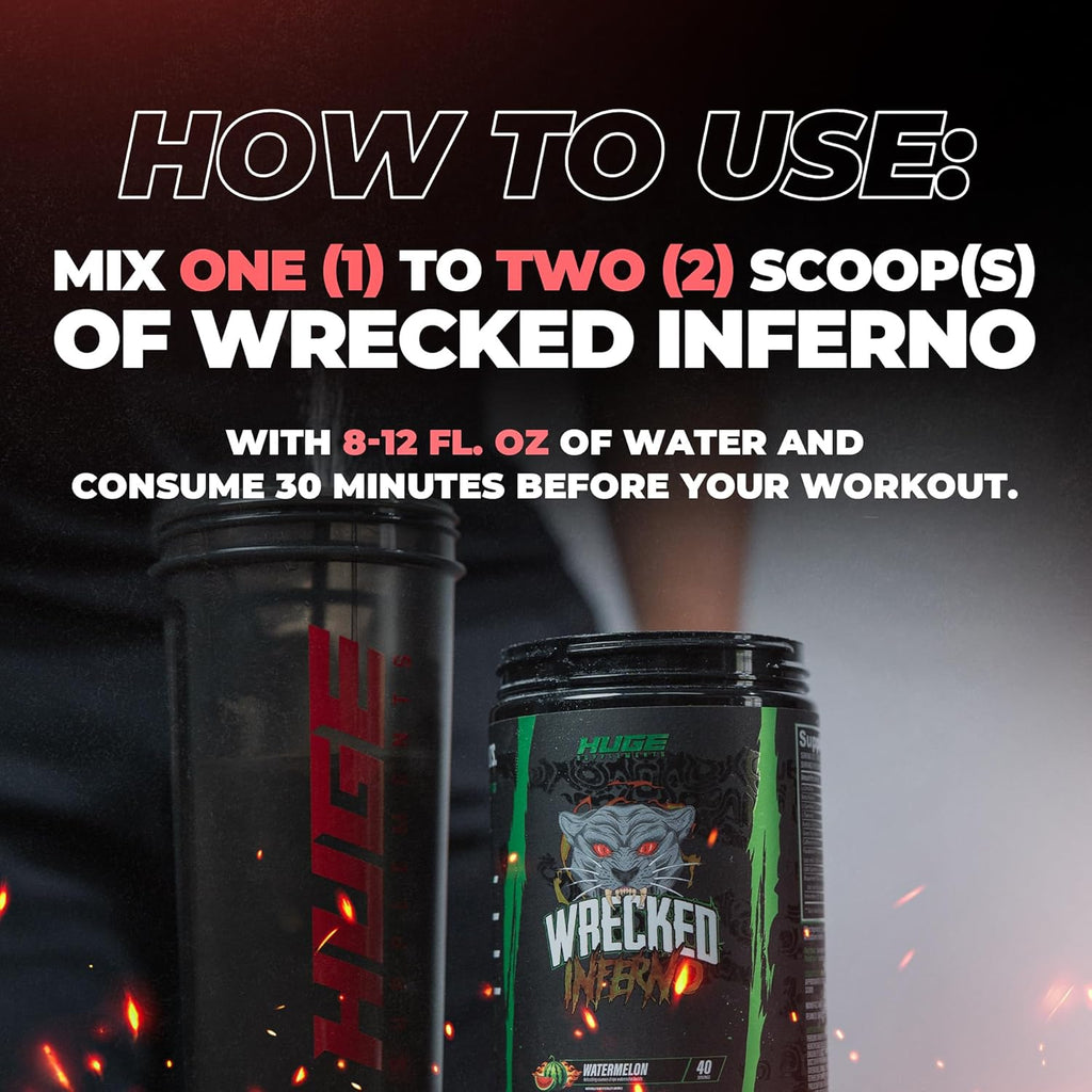 Wrecked Inferno - Thermogenic Pre Workout For Men & Women, Increase Energy, Boost Thermogenesis & Metabolism, Enhance Exercise Performance - Contains L-Citrulline, L-Carnitine, Beta-Alanine & More