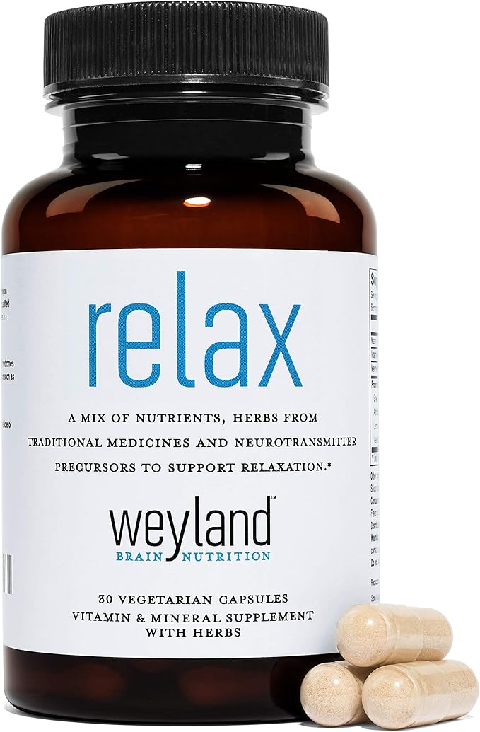 Relax - Natural Sleep Supplement with GABA, L-Theanine, Valerian Root, 5-HTP, Lemon Balm – Calm and Relaxation Aid - 30 Vegetarian Capsules