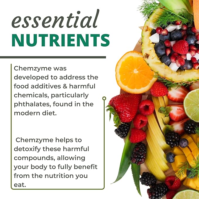 Optimal Health Systems Chemzyme | Proprietary Phthalate Detox Enzymes + Gluten/Dairy Digestion | Protection from Micro Plastics | 60 Capsules