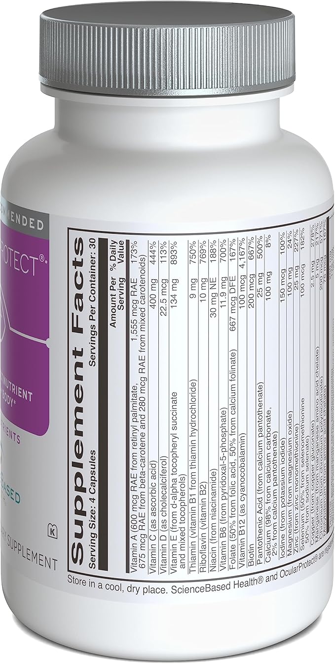 ScienceBased Health OcularProtect – Daily Multivitamin with Advanced Eye Health Support – 40+ Key Nutrients with Lutein, Zeaxanthin, Turmeric & Quercetin – Immune & Antioxidant Support