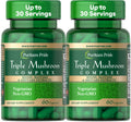 Puritan's Pride Triple Mushroom Complex, Reishi, Maitake & Shiitake Extracts, Organic Mushroom Extracts, 60 Vegetarian Capsules 2-Pack - 120 Capsules