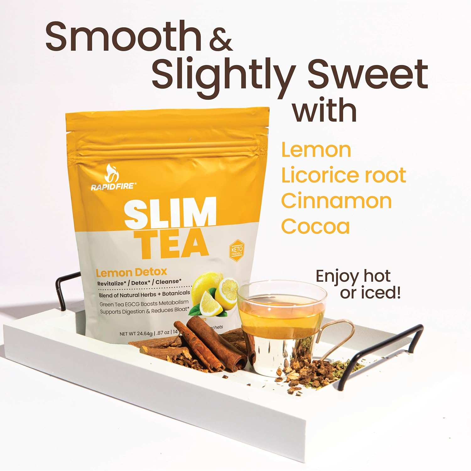 Slim Tea 14 Day Herbal Teatox, Blend of Natural Herbs and Botanicals, Supports Healthy Weight Management, Supports Metabolism, Delicious Lemon Flavor, 14 Servings