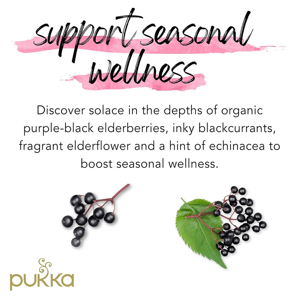 Pukka Elderberry & Echinacea Organic Herbal Tea, Perfect for Wellness Support, Caffeine Free, 20 Total Tea Bags (Pack of 2)