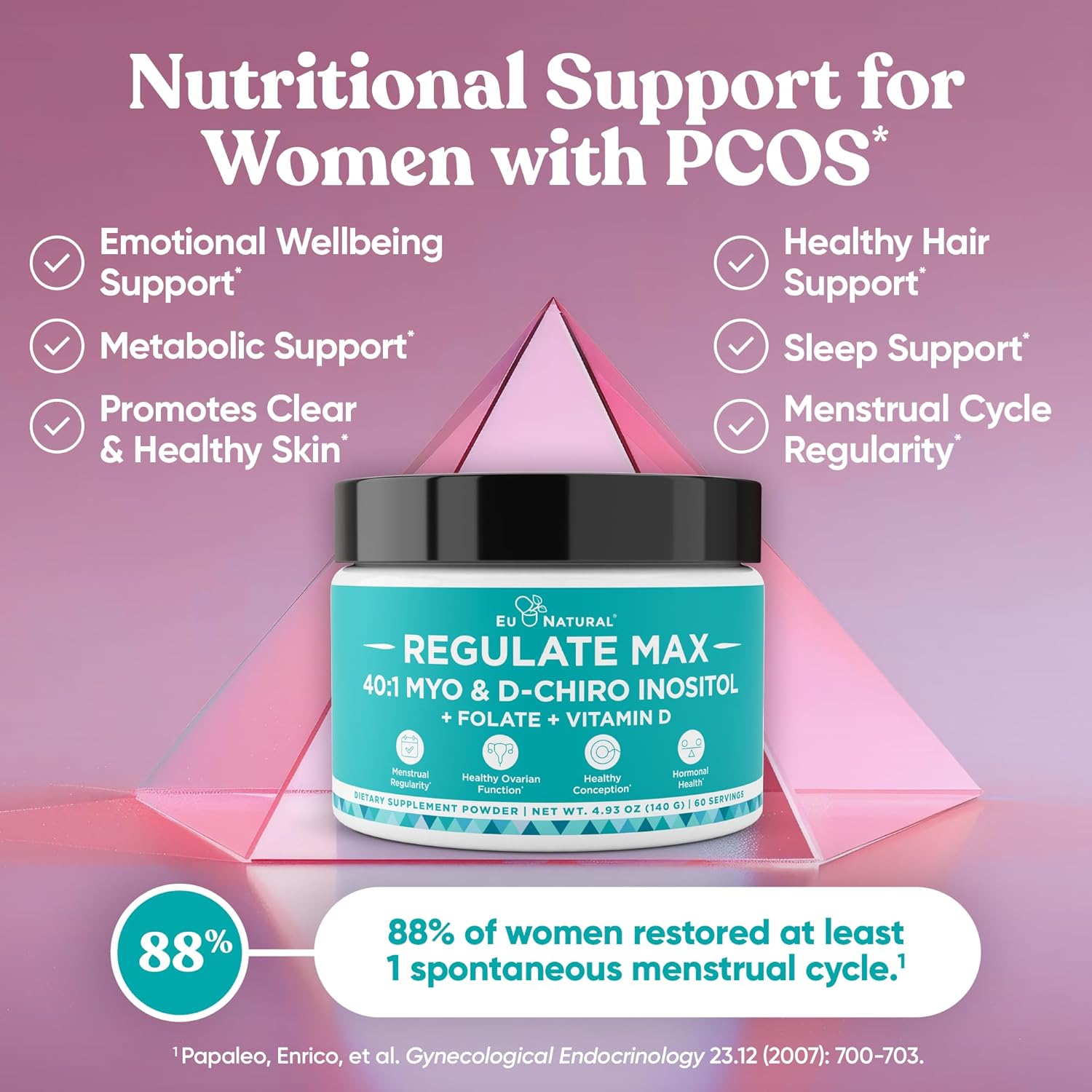 Conception for Her Capsules + Regulate MAX Myo-Inositol D-Chiro Inositol Powder - Fertility Support, Hormone Balance, Regulate Cycles - 60 Vegetarian Soft Capsules + 60 Servings Powder
