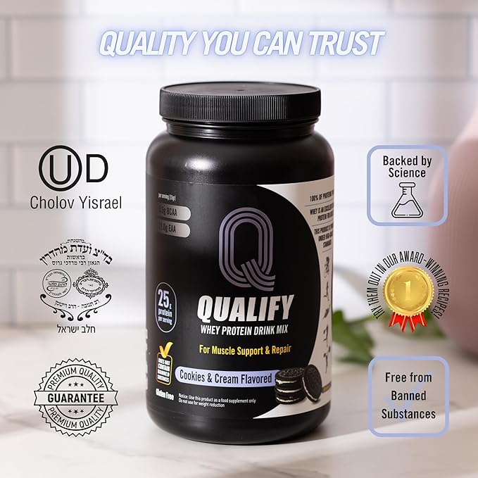 Cookies & Cream Protein Powder. 25g Protein for Post Workout Recovery, Smoothie & Baking. Gluten & Sugar Free, Highly Kosher, Amino Acids (5.5g BCAA, 2.7g Leucine), 1.65 lbs, 23 Servings
