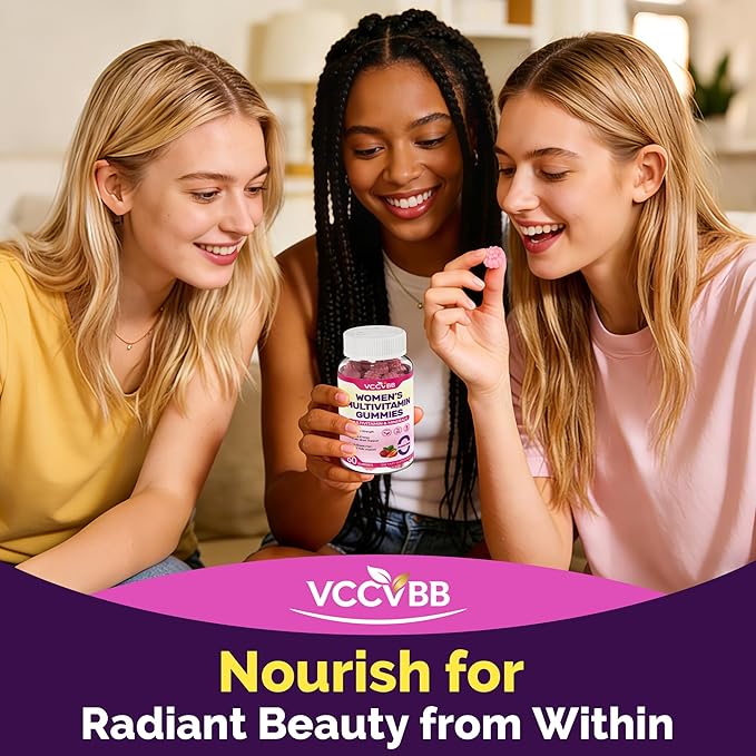 All-in-One Women's Multivitamin Gummies with Complete Vitamin & Mineral Complex, Herbal Blends for Energy, Overall Health, High Potency Hair Skin and Nails Vitamins, Strawberry Flavor, 60 Count