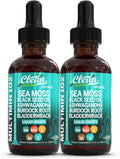 Clean Nutraceuticals Sea Moss Drops Supplement Liquid with Black Seed Oil Ashwagandha Burdock Root & Bladderwrack - Multimineral Organic Non-GMO Vegan for Gut Heath Skin Immune Support Hair (2)