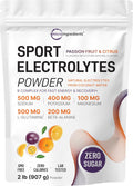 Electrolytes Powder, 2 lbs | 95 Servings | Sugar Free Workout Hydration | Potassium, Sodium, Magnesium, L-Glutamine, Beta-Alanine, & B Complex | Natural Coconut Water | Passion Fruit & Citrus Flavor