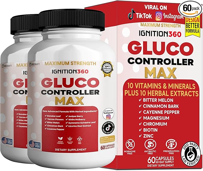 Ignition360 Gluco Controller Max, Dietary Supplement, 60 Capsules, Herbal Formula with Banaba Leaf & Cinnamon (2)