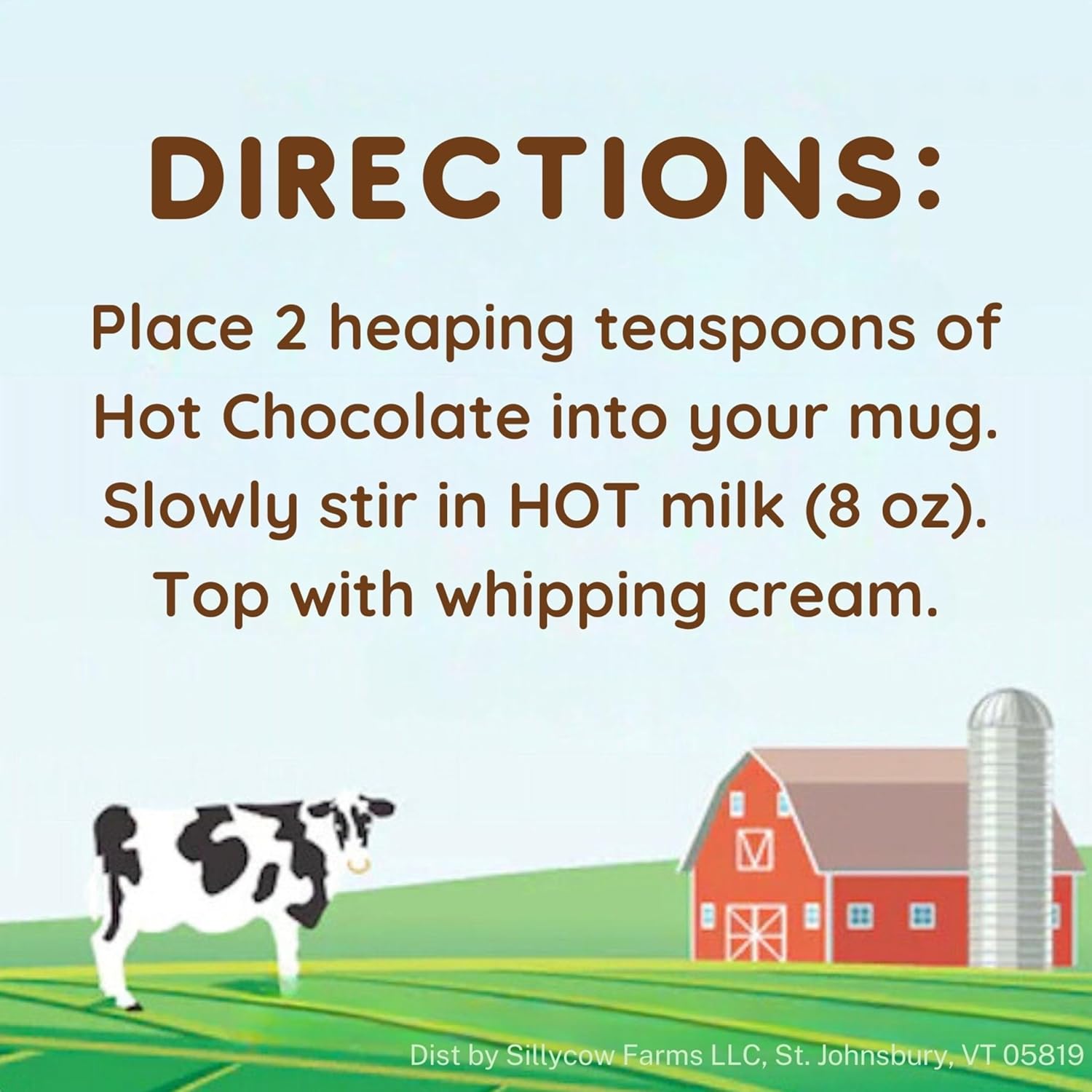 Sillycow Farms Hot Chocolate Mix Flavor | Rich Hot Cocoa Delight | Gluten-Free, Non-GMO, Dairy-Free | Nut-Free Certified Quality Cocoa Powder Blend | 16.9 Oz Reusable Glass Bottle - Pack of 1