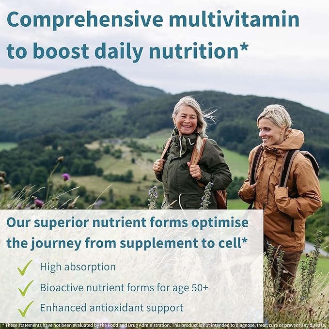 Igennus Methylated Women's 50+ Multivitamin with Calcium & Magnesium, Pure & Clean, All-Day Nutrient Delivery with High-Strength B-Vitamins, Antioxidant Support, Iron and Copper Free, 60 Vegan Tablets