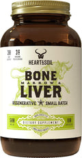 HEART & SOIL - Grass-Fed Bone Marrow and Beef Liver Supplement – 3000mg, Desiccated Organ Blend for Mood, Bone, Joint, Tissue, Skin Health - Non-GMO, Allergen-Free – 180 Capsules