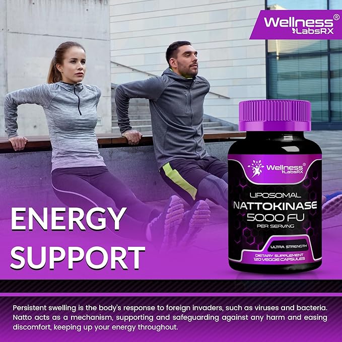 Nattokinase Supplement Capsules 5000 FU, Third-Party Tested Nattokinase – Enzymes from Japanese Natto – Daily Wellness Support – 120 Count (Pack of 2)