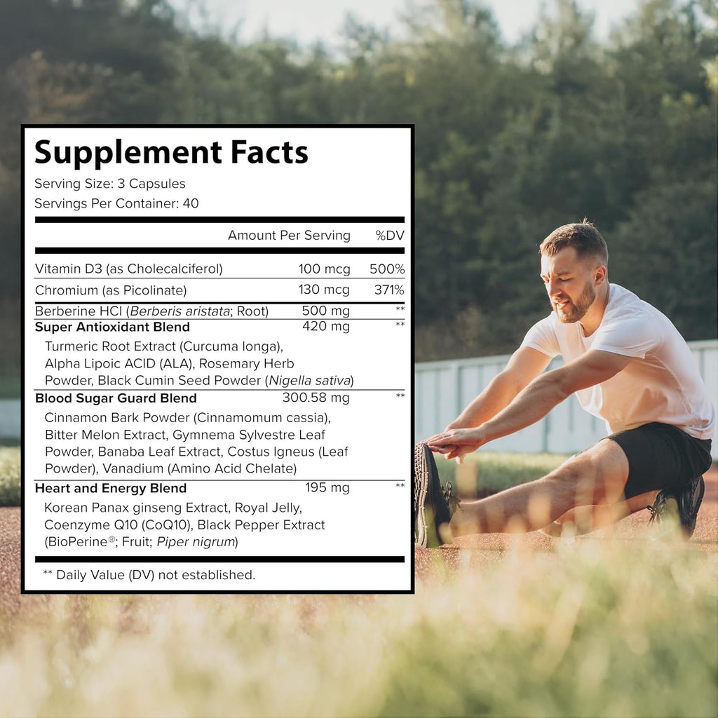 Extreme Berberine Plus with ALA, Coq10, Turmeric, Cinnamon, Bitter Melon, banaba Leaf, Korean Panax, Royal Jelly, and Other 21 Herbs for Healthy Blood Sugar and Overall Health and Immunity