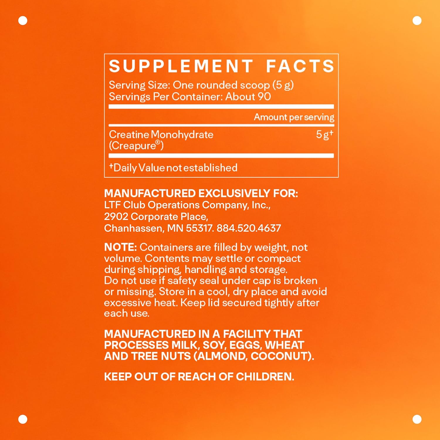 LTH Power Creatine Monohydrate - Trusted by Life Time Fitness Members - Creapure Creatine Supplement for Muscle, Energy & Brain Support - NSF Certified for Sport - Gluten-Free - 16 oz (90 Servings)