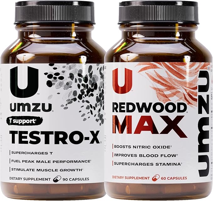 UMZU Redwood Max + Testro-X Bundle – Advanced Nitric Oxide Booster & Men’s Wellness Support – Circulation, Energy, Recovery, Focus & Daily Vitality – 60 + 90 Capsules (30-Day Supply)