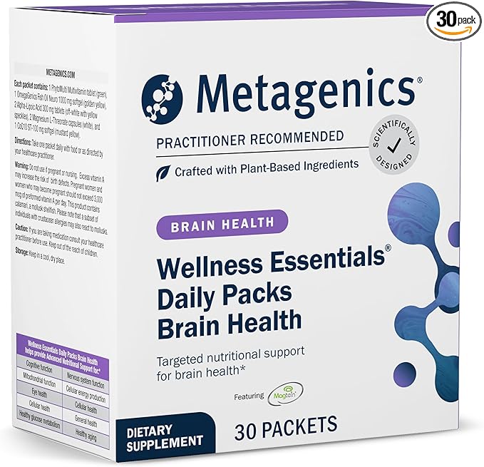 Metagenics Wellness Essentials Brain Health - Comprehensive Daily Multivitamin Packs* - with Alpha Lipoic Acid, Biotin, DHA, Folate & CoQ10 - Supports Memory, Focus & Brain Function* - 30 Packets