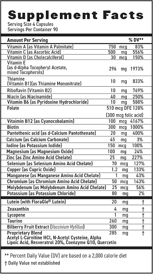 MaxiVision® AREDS 2 Whole Body Formula - AREDS 2 Eye Vitamins w/Lutein and Zeaxanthin - for Macular Support - Eye Supplements for Eye Strain - 360 Capsules Count (360 Capsules 1 Bottle)