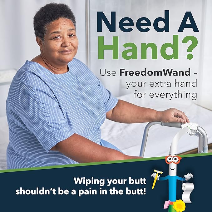 FreedomWand Multipurpose Toilet Aids - Wiping Aid Toileting for Women & Men, Butt Wiper Tool, Toilet Assist Device and Paper Extender, Ideal for Elderly, Disabled and Post Surgery Use - 25.5" Inch