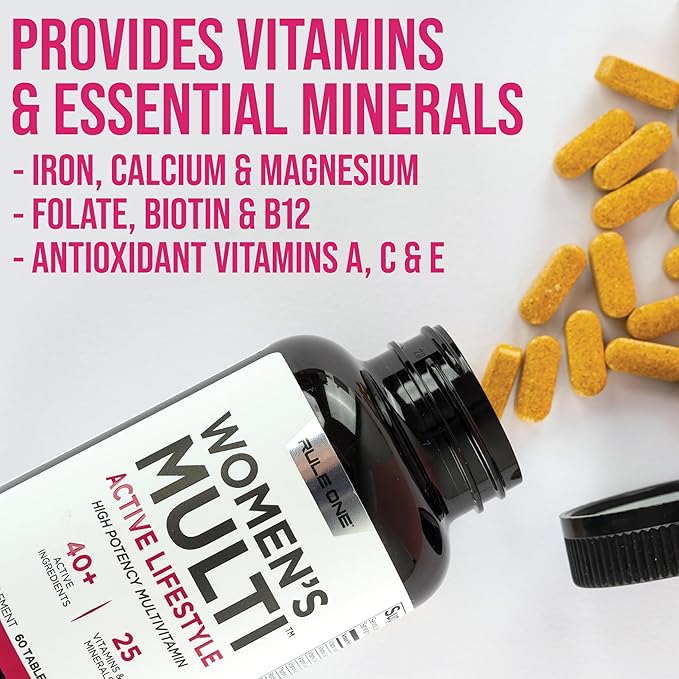 Rule 1 Women's Multi - Women's Daily Vitamins, Essential Minerals, Superfoods, and Botanical Extracts for Active Lifestyles and Wellness Support (60 Tablets, 30 Day Supply)