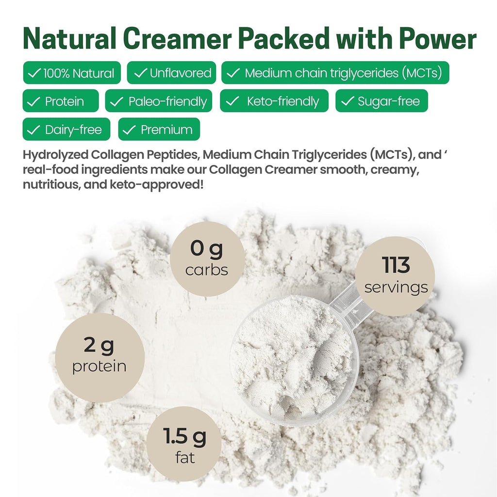 Z Natural Foods Collagen MCT Oil Creamer - Pure MCT Creamer Powder with Collagen Peptides - Collagen Creamer for Coffee, Tea & Culinary Use - Healthy Creamer, Keto & Paleo Friendly, Unflavored, 1 lb