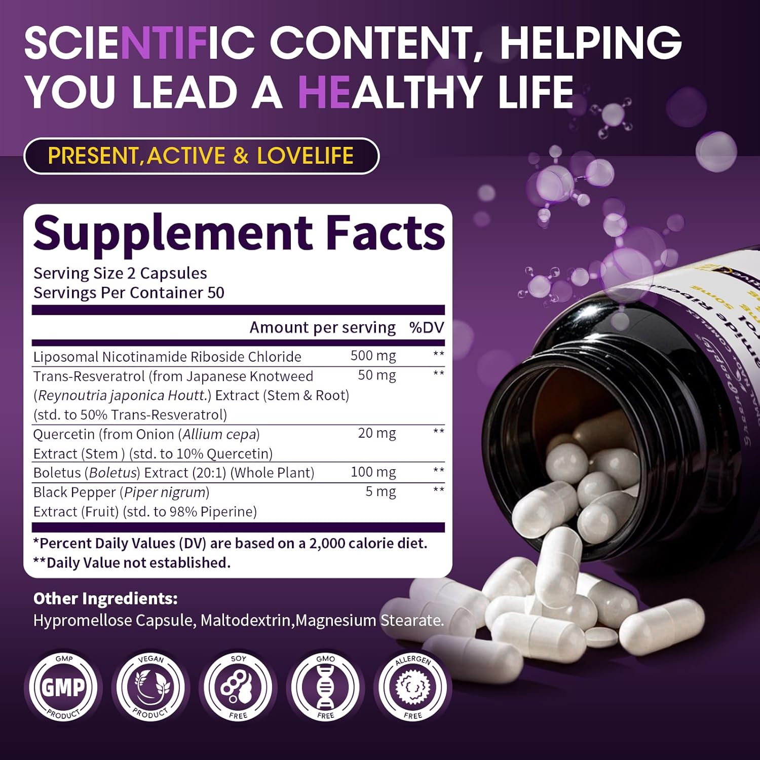 Liposomal NAD Supplement for Women | NAD+ Supplement Nicotinamide Riboside with Resveratrol & Quercetin | NAD Plus Boosting | Cellular Energy, Anti-Aging Support |100 Vegan Capsules 2 Pack