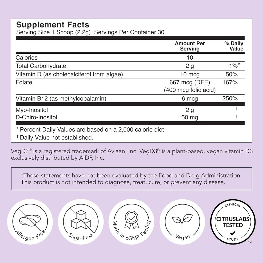 Rael Hormone Balance for Women, Inositol Powder Supplement - Ovarian Function Support, Vitamin B8, 40:1 Proven Ratio, Folic Acid, Vegan (30 Servings)