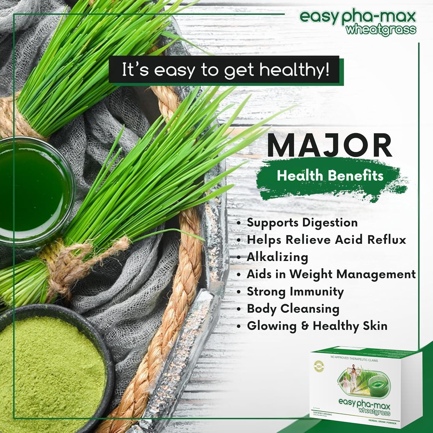 Organic Wheatgrass Powder – 100% Whole Plant with Leaves & Roots | Cold-Processed for Nutrient Retention, 100+ Vitamins, Amino Acids & Enzymes | Non-GMO & Soil-Free | 66 Travel-Ready Sachets