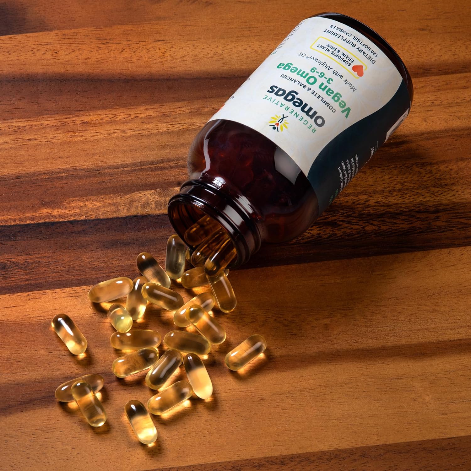 Ahiflower Oil Softgels Complete and Balanced Vegan Omega 3-6-9 Essential Fatty Acids Plant Based No Fish Source of Vegan Healthy Fats 120 Vegan softgels