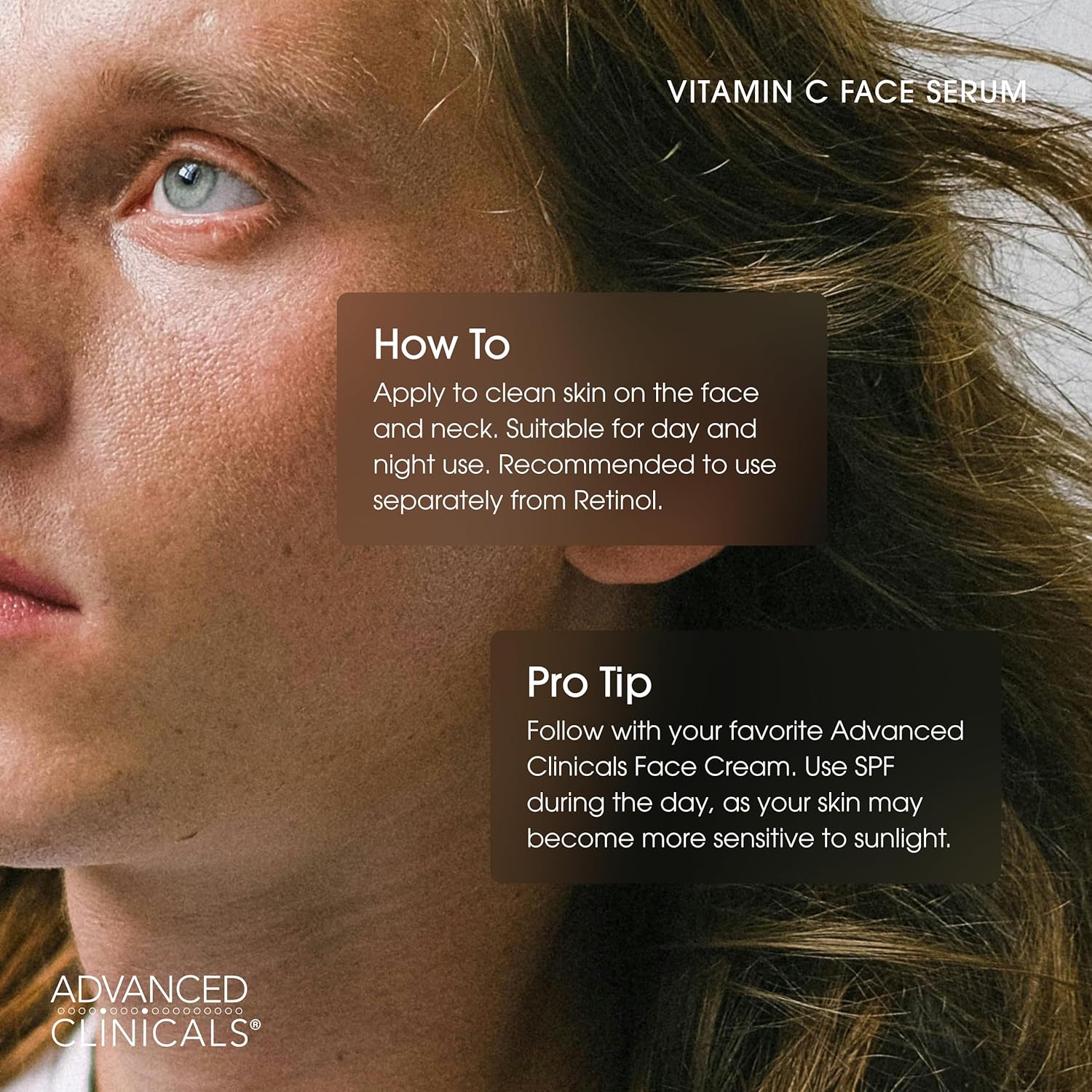 Advanced Clinicals Brightening Vitamin C Serum For Face With Glycolic Acid + Lactic Acid | Vitamin C Eye Serum Face Moisturizer For Improving Look Of Dark Spots & Uneven Complexion, 1.75 Fl Oz