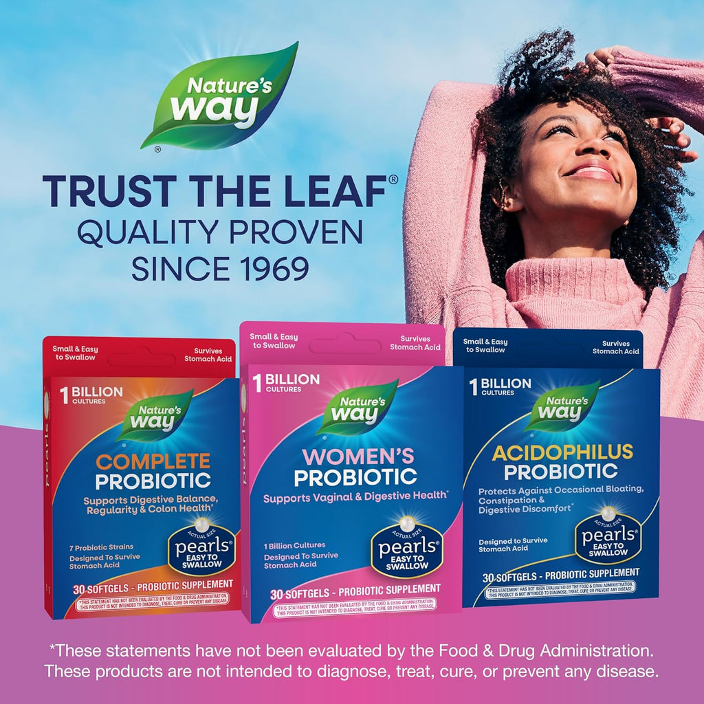 Nature's Way Women's Probiotic Pearls, Supports Vaginal and Digestive Health*, 1 Billion Live Cultures, No Refrigeration Required, 30 Softgels (Packaging May Vary)