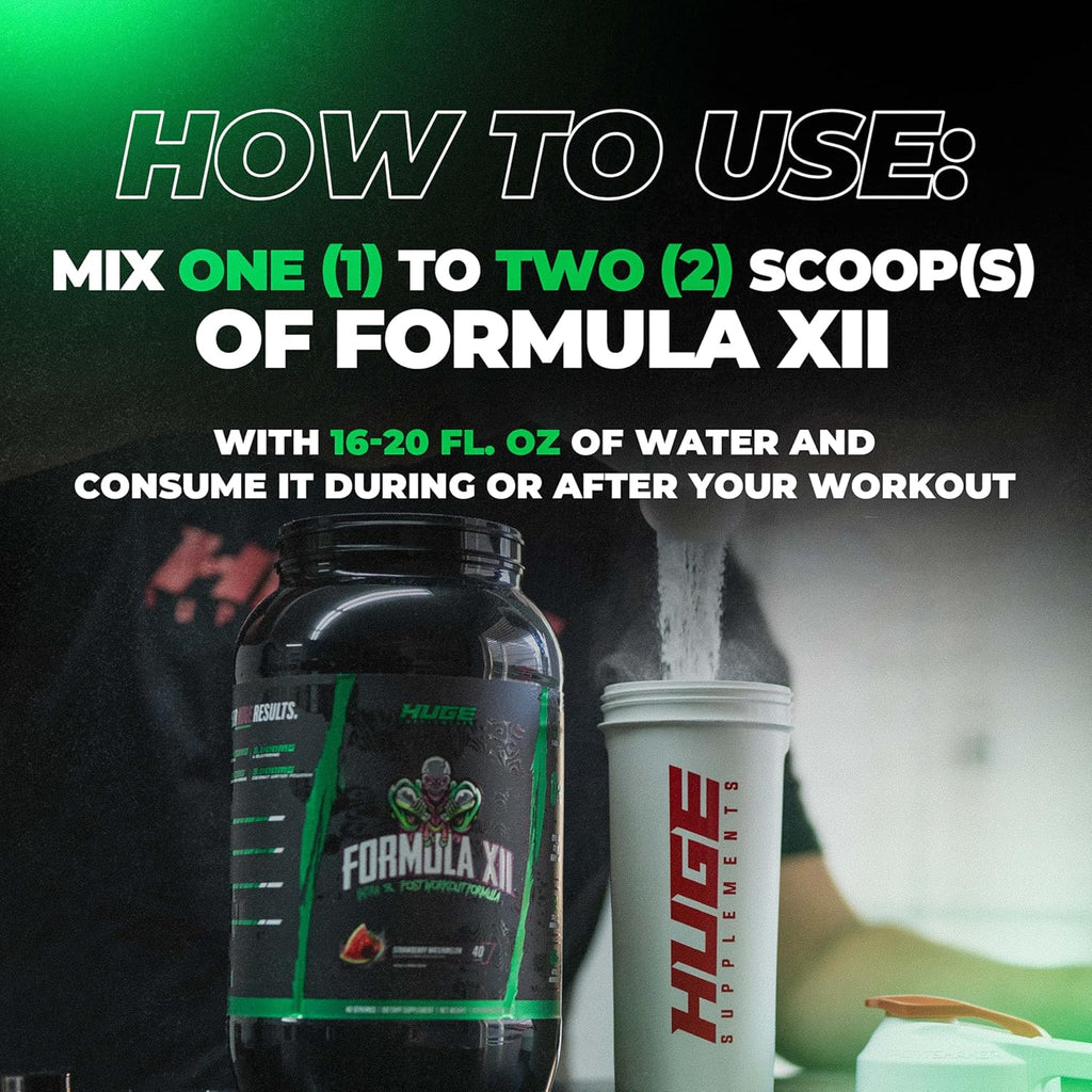 Formula XII Intra Workout Carbs & Post Workout Recovery Powder, Rapidly Absorbed, Boost Exercise Performance, Strength, Endurance & Hydration, 12 Science-Backed Ingredients (Strawberry Watermelon)