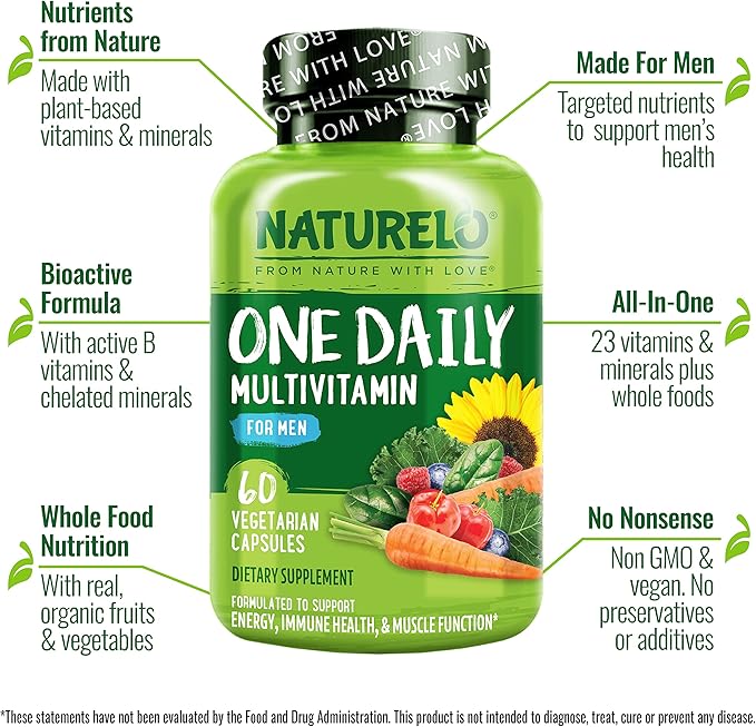 NATURELO One Daily Multivitamin for Women, 60 Capsules and One Daily Multivitamin for Men, 60 Capsules - 2 Month Supply Bundle