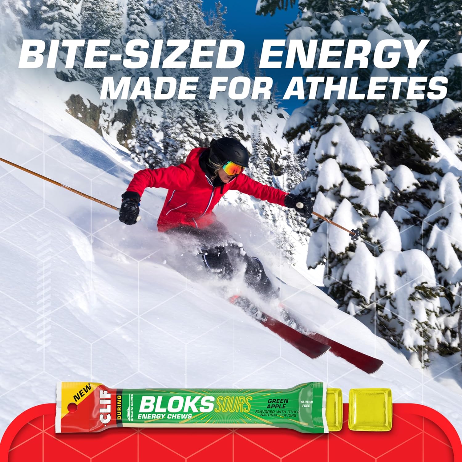 Clif Bloks Sours - Green Apple Flavor - Energy Chews - Non-GMO - Plant Based - Fast Fuel for Cycling and Running - Quick Carbohydrates and Electrolytes - 2.12 oz. (18 Count)