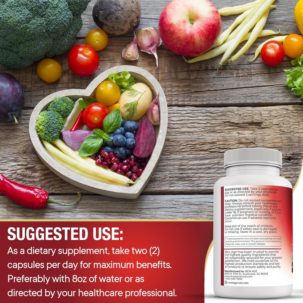 NEW AGE COQ10 200mg Red Yeast Rice 3000mg Omega 3-6-9 3000mg Magnesium Complex 500mg Zinc Vitamin K2 D3 - Vitamins for Women and Men with Vitamin B3, Coenzyme Q10-120 Count