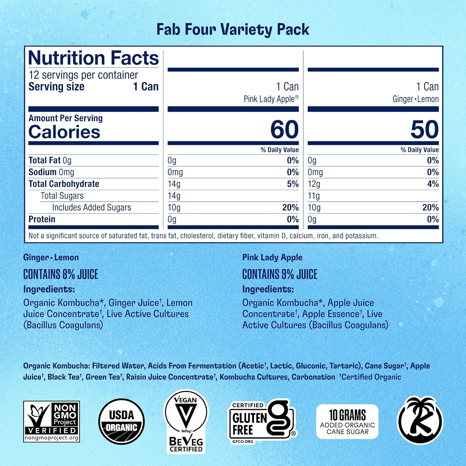 Variety Pack of Four Fab Flavors in Cans by Health-Ade