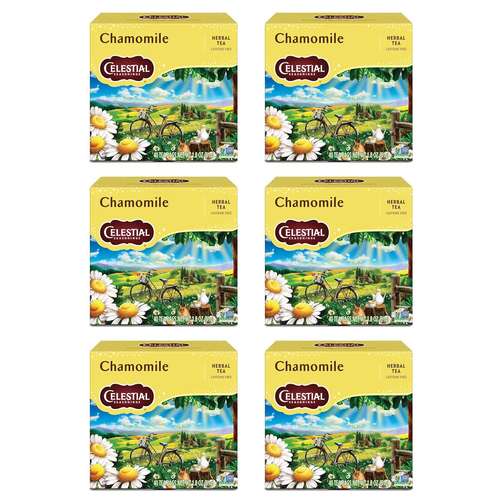 Celestial Seasonings Herbal Tea, Chamomile, Caffeine Free, 40 Tea Bags (Pack of 6)
