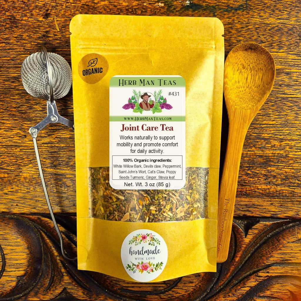 JOINT CARE TEA – Herbal Support for Joint Comfort, Flexibility & Mobility – Formulated by Master Herbalist Khabir – 100% Organic, Non-GMO, No Additives