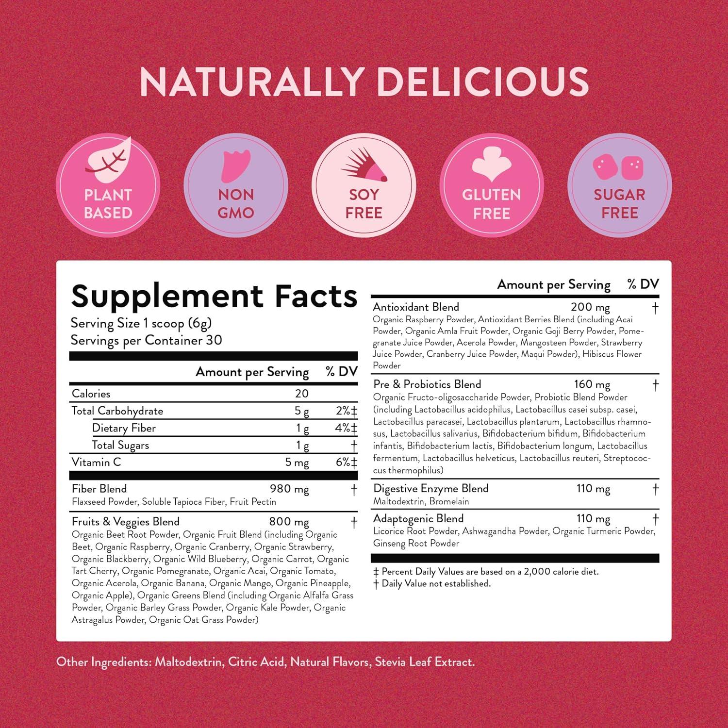 360 Nutrition Blends with Benefits Reds & Superfoods for Natural Antioxidants and Polyphenols, with Fruits & Veggies, Probiotics Digestion, Daily Energy - Berries & Cream - 30 Servings