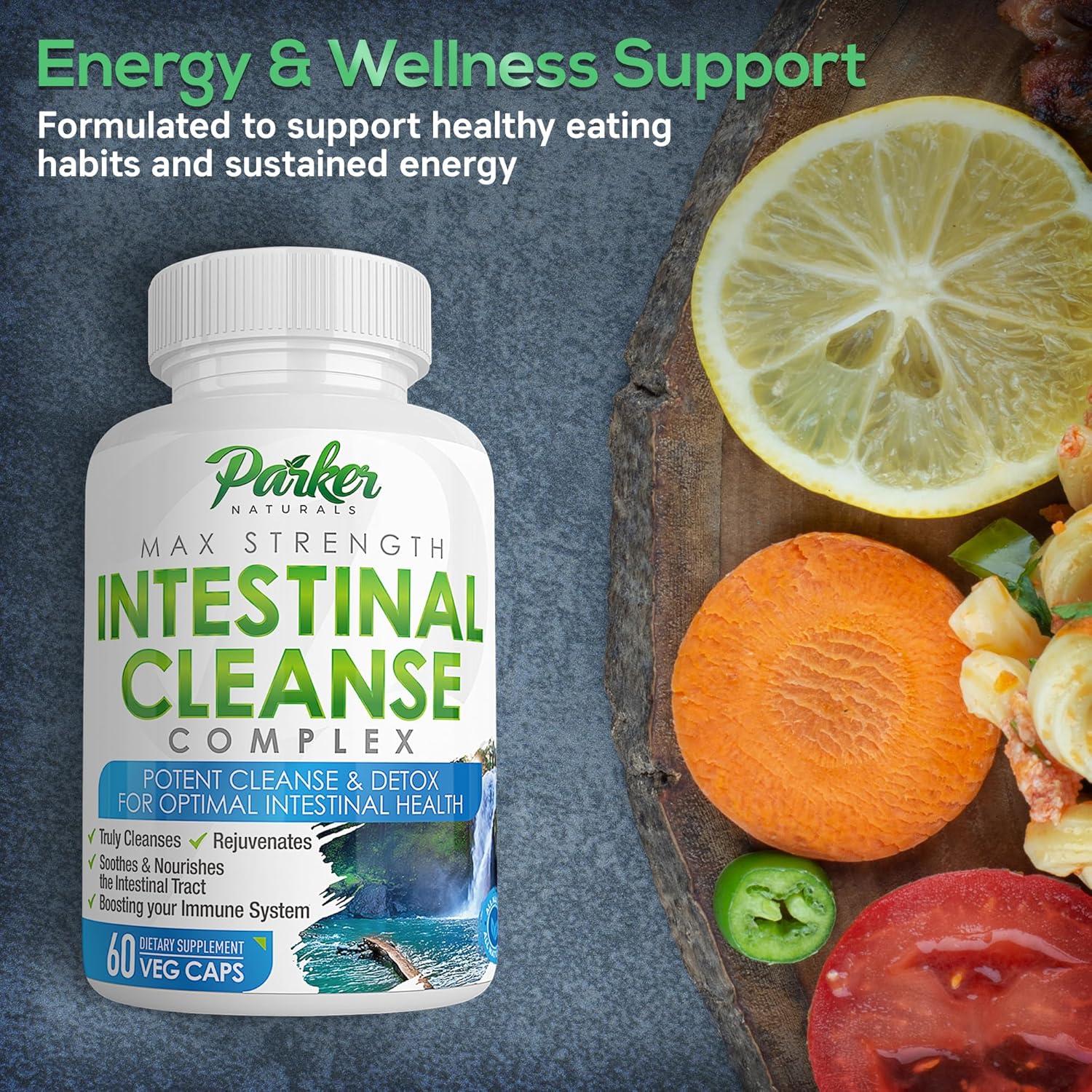 Intestinal Cleanse for Adults – Extra Strength Intestine Cleanse and Detox Supplements with Black Walnut Hull, Wormwood, and Echinacea – 60 Capsules